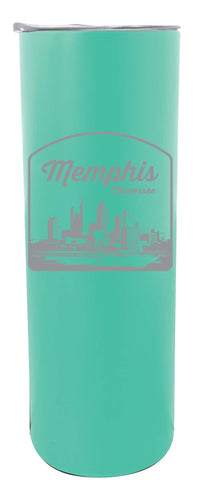 Memphis Tennessee Souvenir 20 oz Engraved Insulated Stainless Steel Skinny Tumbler Seafoam Single Unit