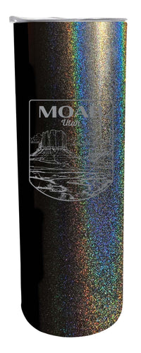 Moab Utah Souvenir 20 oz Engraved Insulated Stainless Steel Skinny Tumbler Black Glitter 4-Pack