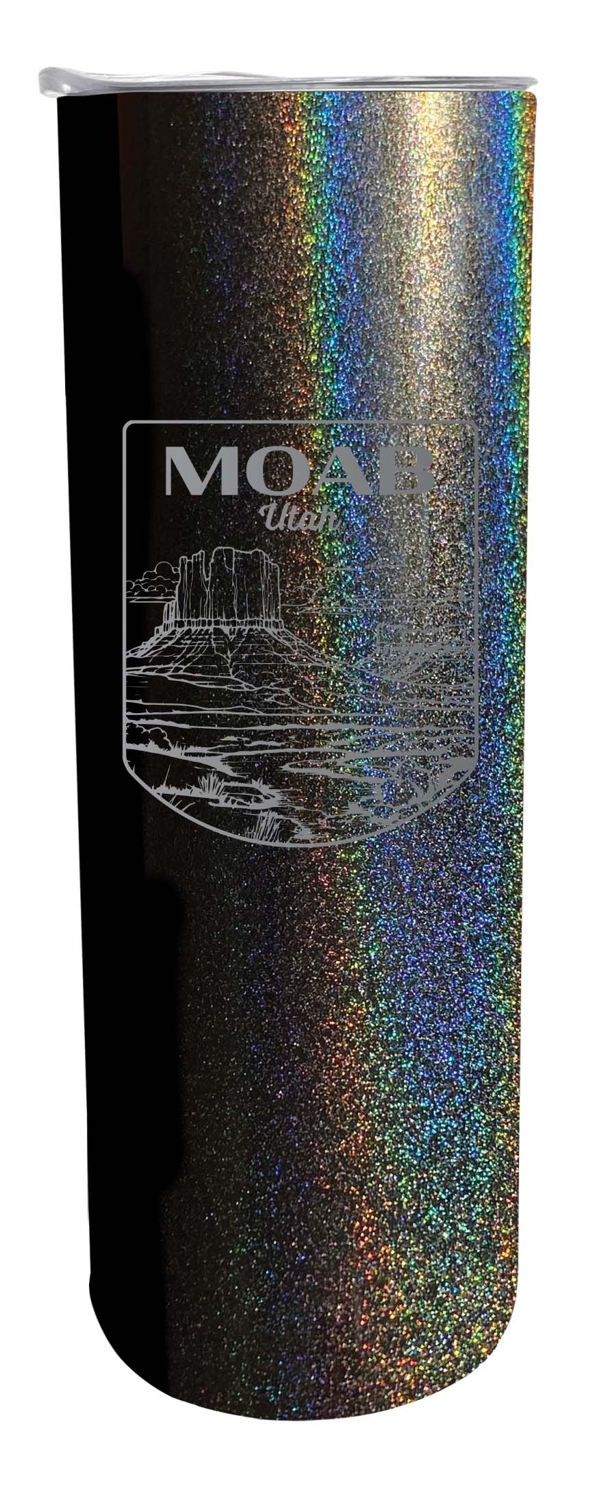 Moab Utah Souvenir 20 oz Engraved Insulated Stainless Steel Skinny Tumbler Black Glitter 4-Pack