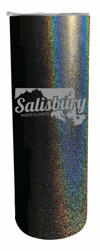 Salisbury Maryland Souvenir 20 oz Engraved Insulated Stainless Steel Skinny Tumbler Black Glitter 4-Pack
