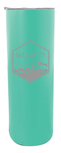 Salt Lake City Utah Souvenir 20 oz Engraved Insulated Stainless Steel Skinny Tumbler Seafoam 2-Pack