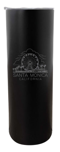 Santa Monica California Souvenir 20 oz Engraved Insulated Stainless Steel Skinny Tumbler Black 2-Pack