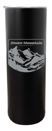 Stowe Mountain Vermont Souvenir 20 oz Engraved Insulated Stainless Steel Skinny Tumbler Black 2-Pack