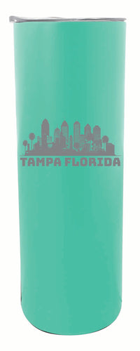 Tampa Florida Souvenir 20 oz Engraved Insulated Stainless Steel Skinny Tumbler Seafoam Single Unit