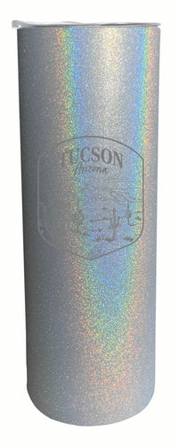 Tucson Arizona Souvenir 20 oz Engraved Insulated Stainless Steel Skinny Tumbler Gray Glitter 2-Pack