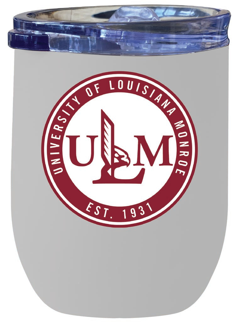 University of Louisiana Monroe 12 oz Insulated Wine Stainless Steel Tumbler White Officially Licensed Collegiate Product White