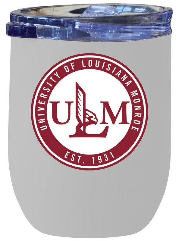 University of Louisiana Monroe 12 oz Insulated Wine Stainless Steel Tumbler White Officially Licensed Collegiate Product White