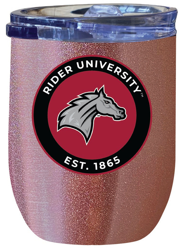 Rider University Broncs 12 oz Insulated Wine Stainless Steel Tumbler Rose Gold Officially Licensed Collegiate Product Rose Gold