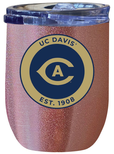 UC Davis Aggies 12 oz Insulated Wine Stainless Steel Tumbler Rose Gold Officially Licensed Collegiate Product Rose Gold