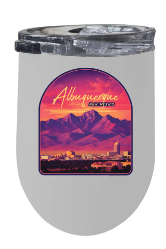 Alburqueque New Mexico Design B Souvenir 12 oz Insulated Wine Stainless Steel Tumbler White 4-Pack