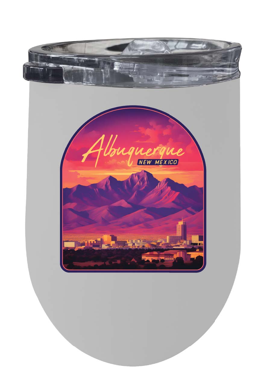 Alburqueque New Mexico Design B Souvenir 12 oz Insulated Wine Stainless Steel Tumbler White 4-Pack