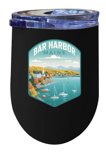 Bar Harbor Maine Design A Souvenir 12 oz Insulated Wine Stainless Steel Tumbler Black Single