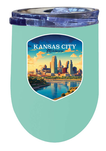 Kansas City Missouri Design A Souvenir 12 oz Insulated Wine Stainless Steel Tumbler Seafoam 4-Pack