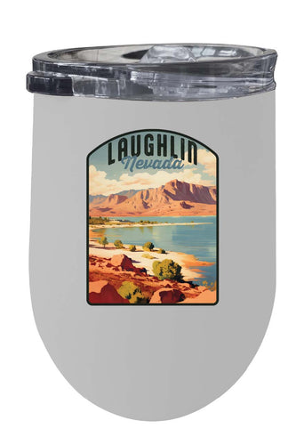 Laughlin Nevada Design B Souvenir 12 oz Insulated Wine Stainless Steel Tumbler White 2-Pack