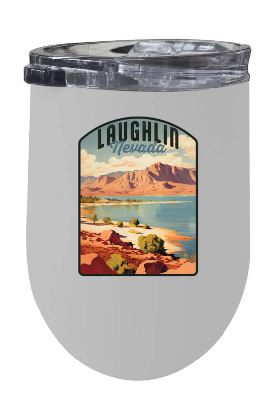 Laughlin Nevada Design B Souvenir 12 oz Insulated Wine Stainless Steel Tumbler White 2-Pack