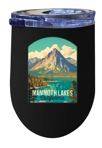 Mammoth Lakes California Design A Souvenir 12 oz Insulated Wine Stainless Steel Tumbler Black 2-Pack