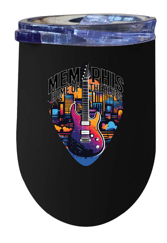 Memphis Tennessee Design B Souvenir 12 oz Insulated Wine Stainless Steel Tumbler Black 2-Pack