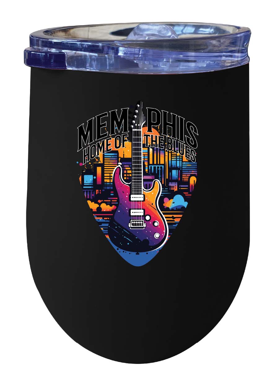 Memphis Tennessee Design B Souvenir 12 oz Insulated Wine Stainless Steel Tumbler Black 2-Pack