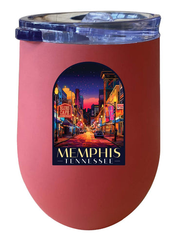 Memphis Tennessee Design C Souvenir 12 oz Insulated Wine Stainless Steel Tumbler Coral Single