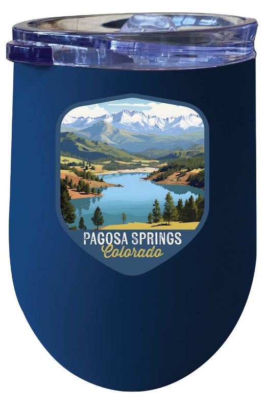 Pagosa Springs Colorado Design B Souvenir 12 oz Insulated Wine Stainless Steel Tumbler Navy 2-Pack