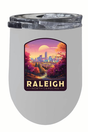 Raleigh North Carolina City of Oaks Design Souvenir 12 oz Insulated Wine Stainless Steel Tumbler White 4-Pack