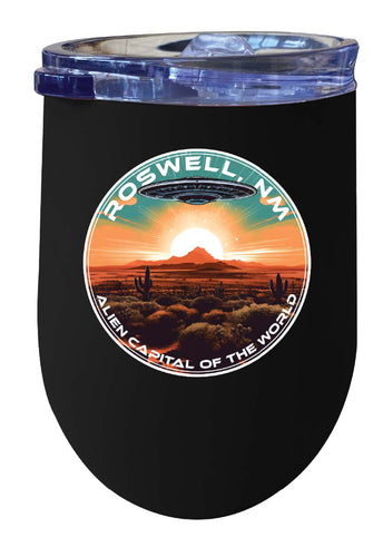 Roswell New Mexico Design A Souvenir 12 oz Insulated Wine Stainless Steel Tumbler Black 4-Pack