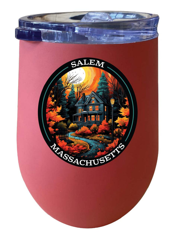 Salem Massachussettes Design B Souvenir 12 oz Insulated Wine Stainless Steel Tumbler Coral 2-Pack