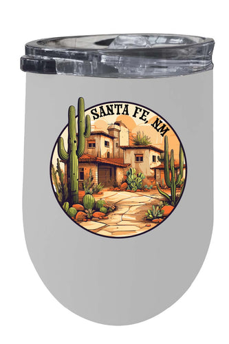 Santa Fe New Mexico Design D Souvenir 12 oz Insulated Wine Stainless Steel Tumbler White 4-Pack