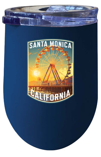 Santa Monica California Design C Souvenir 12 oz Insulated Wine Stainless Steel Tumbler Navy Single