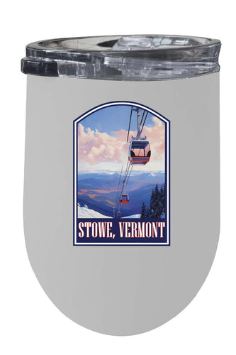 Stowe Mountain Vermont Design B Souvenir 12 oz Insulated Wine Stainless Steel Tumbler White 2-Pack