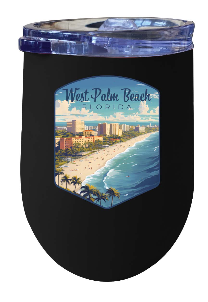West Palm Beach Florida Design A Souvenir 12 oz Insulated Wine Stainless Steel Tumbler Black Single