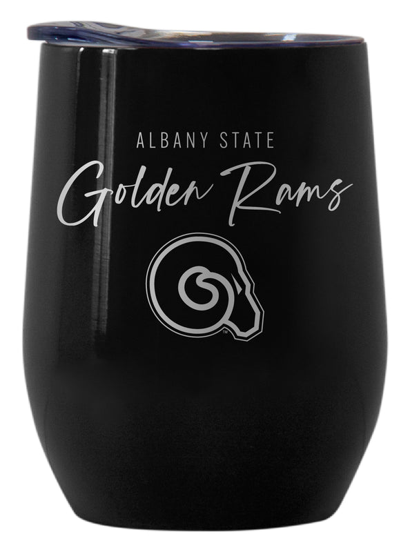 Albany State University Officially Licensed 12 oz Engraved Insulated Wine Stainless Steel Tumbler Black