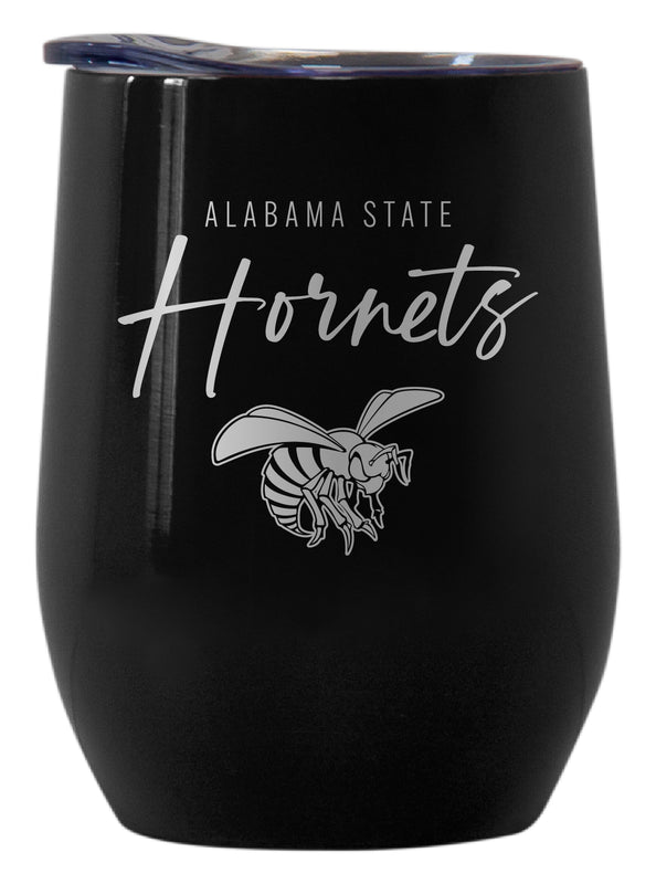 Alabama State University Officially Licensed 12 oz Engraved Insulated Wine Stainless Steel Tumbler Black