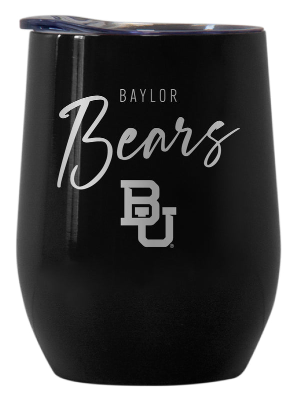 Baylor Bears Officially Licensed 12 oz Engraved Insulated Wine Stainless Steel Tumbler Black