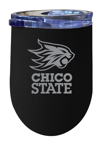 California State University, Chico 12 oz Engraved Insulated Wine Stainless Steel Tumbler Black Officially Licensed Collegiate Product