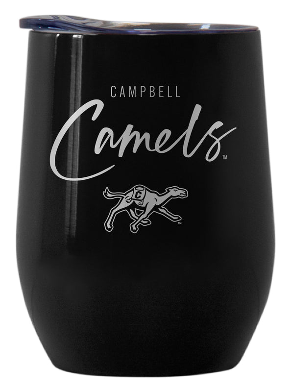 Campbell University Fighting Camels Officially Licensed 12 oz Engraved Insulated Wine Stainless Steel Tumbler Black