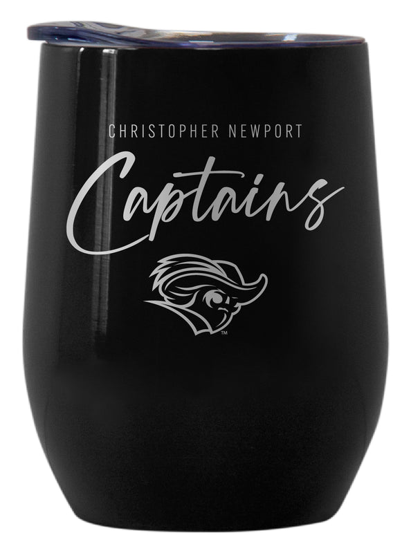 Christopher Newport Captains Officially Licensed 12 oz Engraved Insulated Wine Stainless Steel Tumbler Black