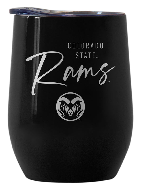 Colorado State Rams Officially Licensed 12 oz Engraved Insulated Wine Stainless Steel Tumbler Black