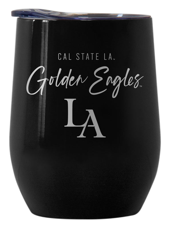 California State University Los Angeles Officially Licensed 12 oz Engraved Insulated Wine Stainless Steel Tumbler Black