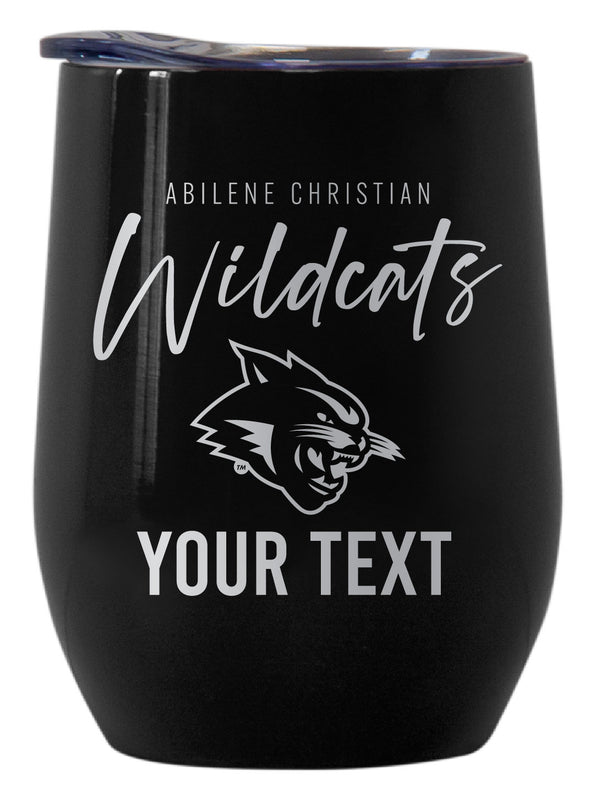 Abilene Christian University Customizable Officially Licensed 12 oz Engraved Insulated Wine Tumbler Black