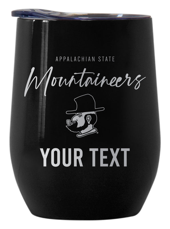 Appalachian State Customizable Officially Licensed 12 oz Engraved Insulated Wine Tumbler Black