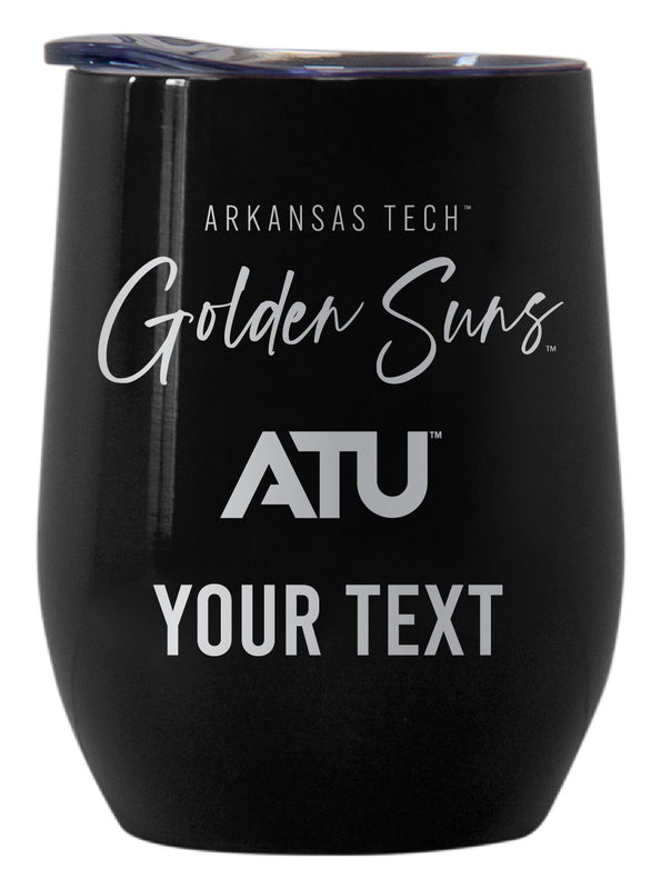 Arkansas Tech University Customizable Officially Licensed 12 oz Engraved Insulated Wine Tumbler Black