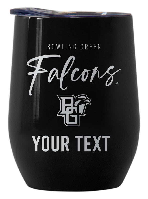 Bowling Green Falcons Customizable Officially Licensed 12 oz Engraved Insulated Wine Tumbler Black