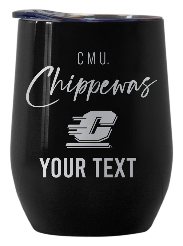 Central Michigan University Customizable Officially Licensed 12 oz Engraved Insulated Wine Tumbler Black