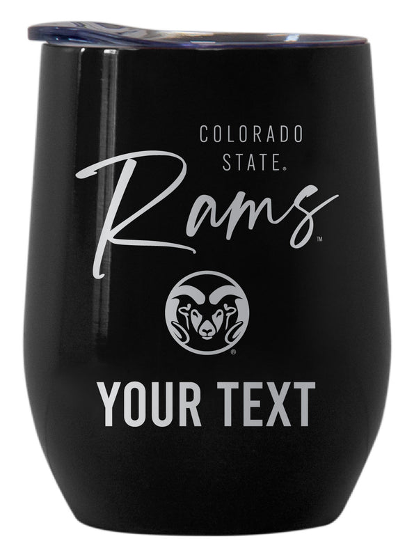 Colorado State Rams Customizable Officially Licensed 12 oz Engraved Insulated Wine Tumbler Black