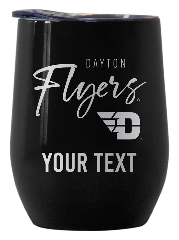 Dayton Flyers Customizable Officially Licensed 12 oz Engraved Insulated Wine Tumbler Black