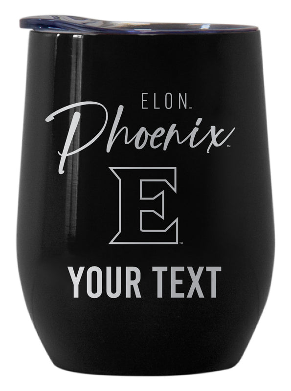 Elon University Customizable Officially Licensed 12 oz Engraved Insulated Wine Tumbler Black