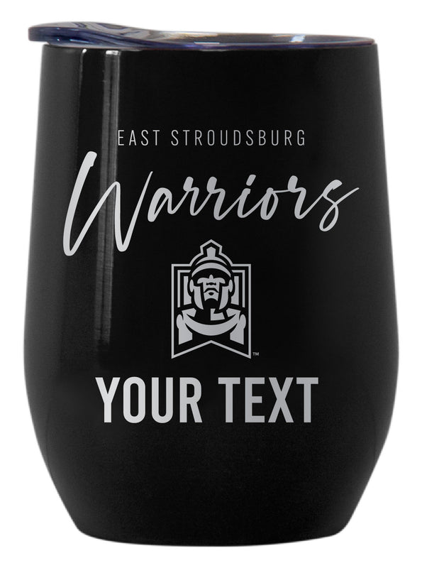 East Stroudsburg University Customizable Officially Licensed 12 oz Engraved Insulated Wine Tumbler Black
