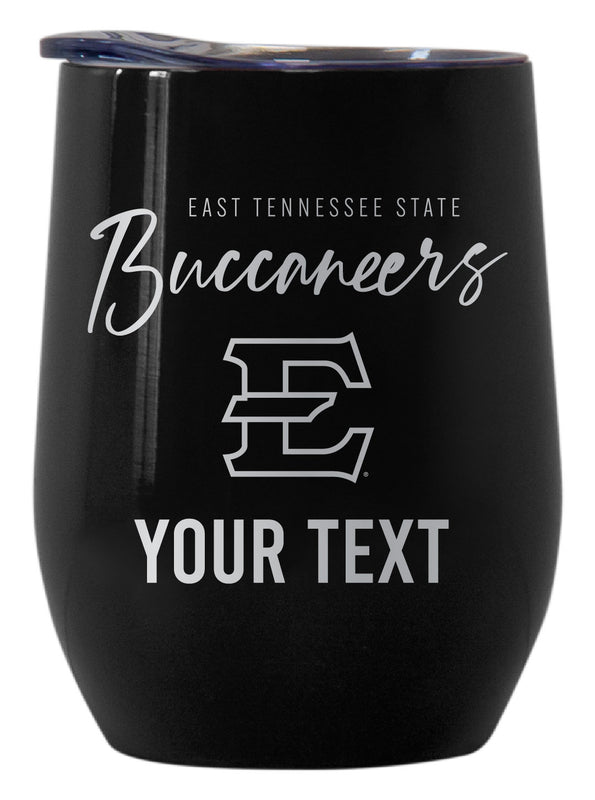 East Tennessee State University Customizable Officially Licensed 12 oz Engraved Insulated Wine Tumbler Black