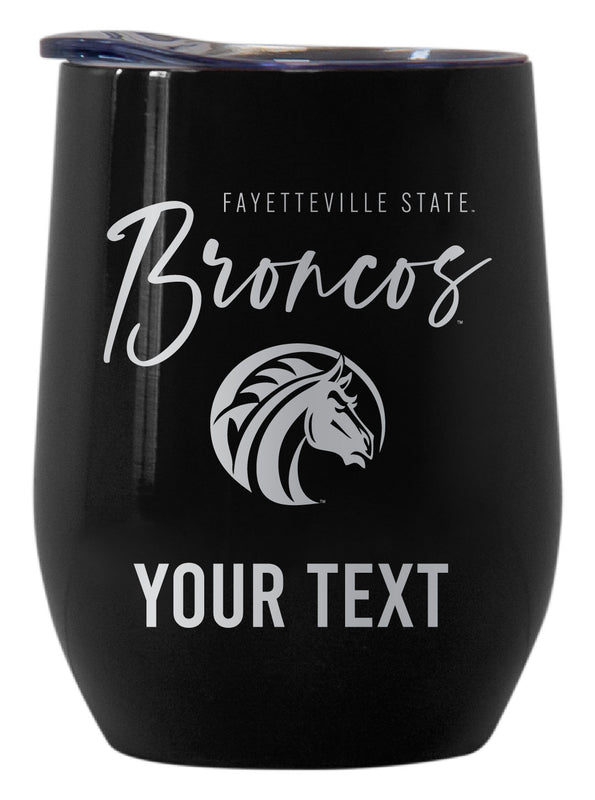 Fayetteville State University Customizable Officially Licensed 12 oz Engraved Insulated Wine Tumbler Black